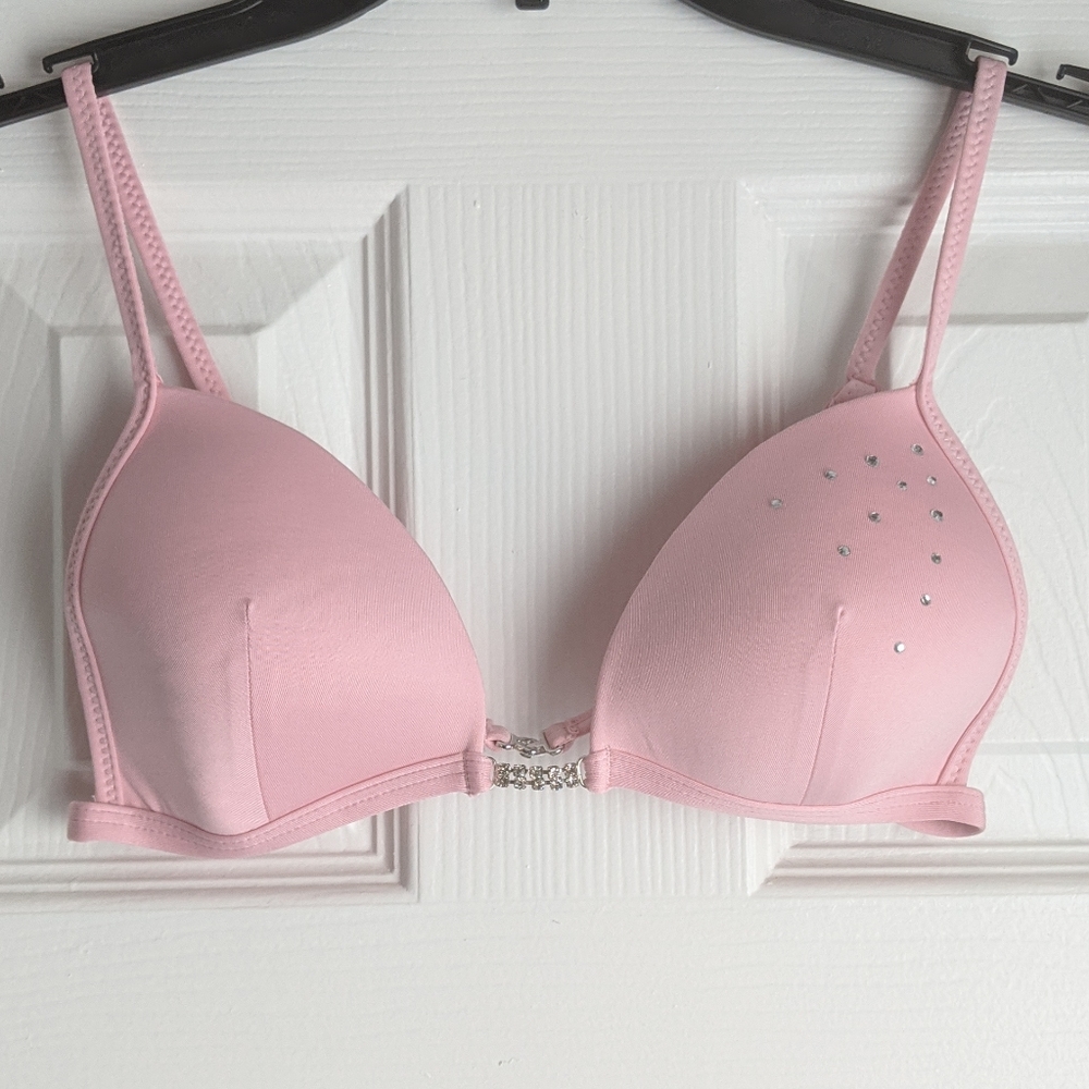 Pink Bra with rhinstone accents